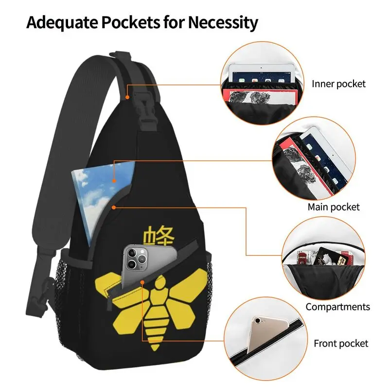 Methylamine Bee Sling Crossbody Chest Bag Men Casual Breaking Bad Tv Show Shoulder Backpack for Hiking