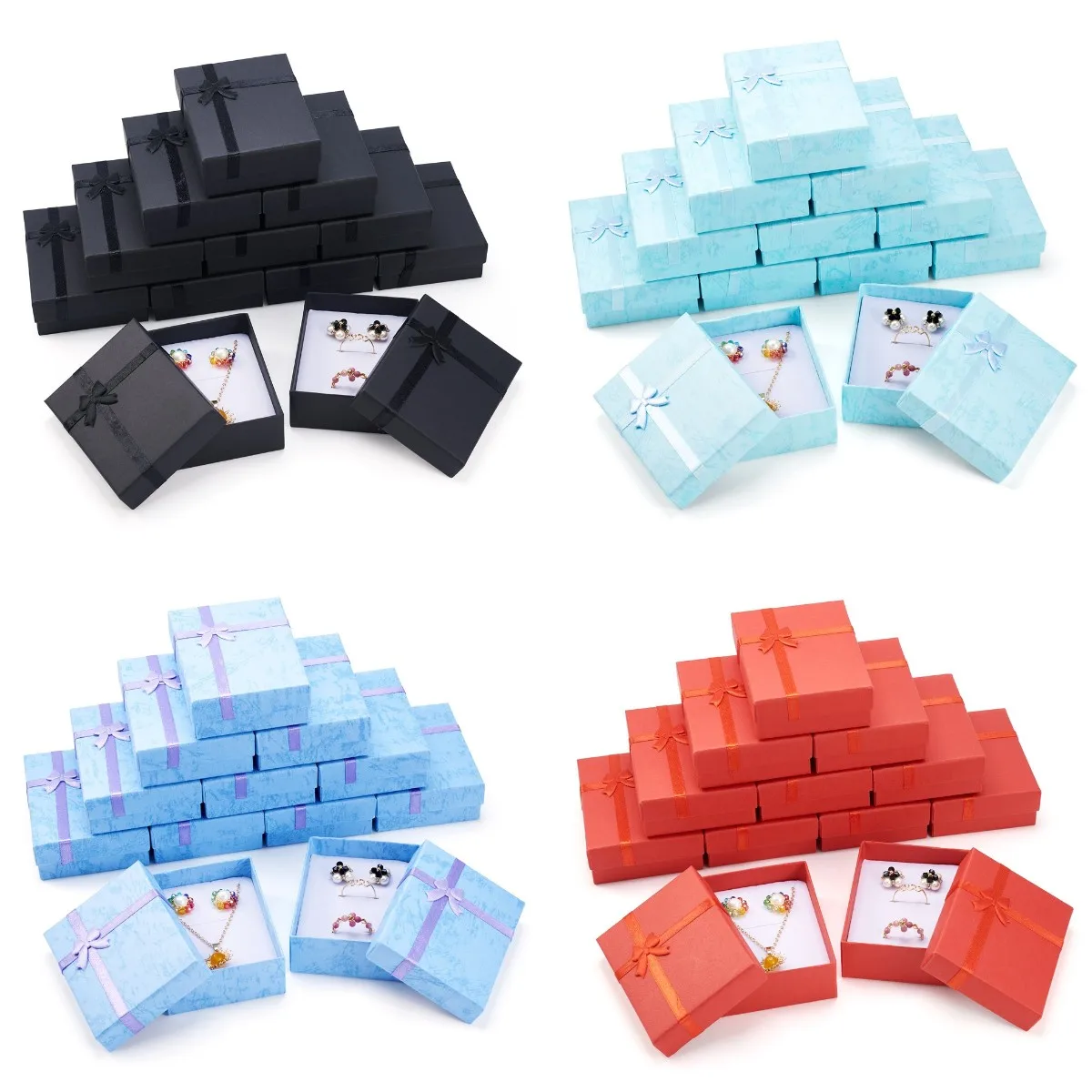 

12Pcs 9x7x3cm Cardboard Jewelry Set Boxes Rectangle with Bowknot Paper Package Boxes For Display Storage Jewelry Gift Box