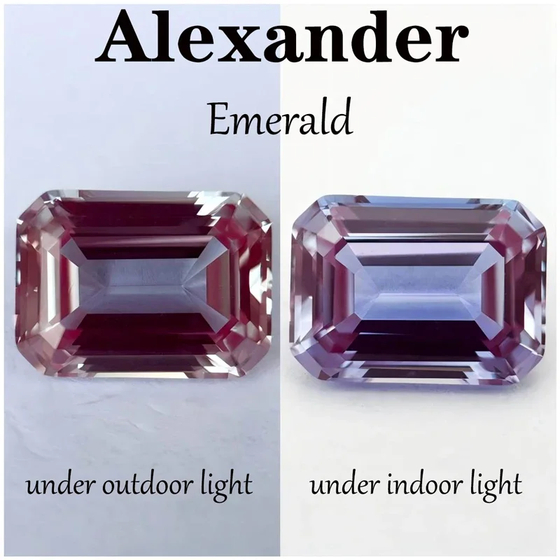 

Alexandrite Emerald Cut VVS1 Lab Grown Gemstone Color Changing Stone DIY Ring Necklace Earrings Main Materials with Certificate