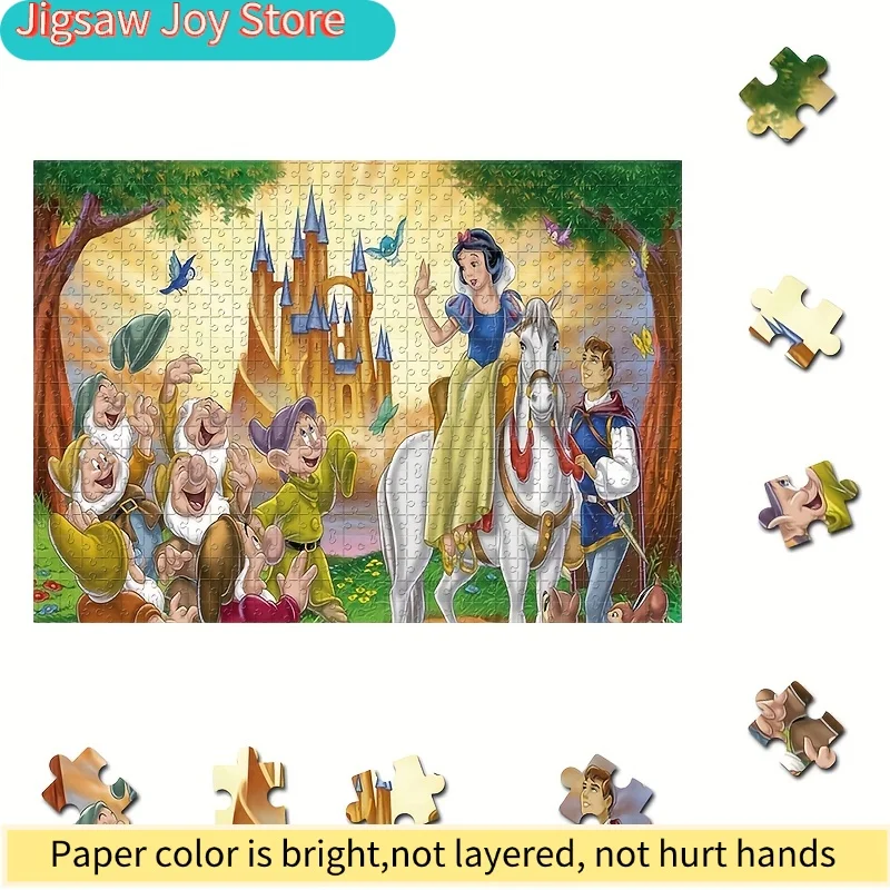 Rompecabezas de 1000 Piezas, Personajes de Dibujos Animados Blancanieves y el Príncipe Encantador, Enanos, Castillo, Rompecabezas para Montar en la Pared, Regalo de Juego para Adultos, Familiar