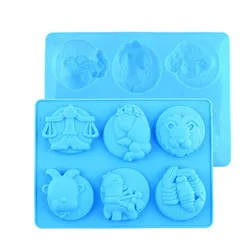 2 Pack 12 Constellations Soap Mold Chinese Zodiac Candle Silicone Making Tools For Mousse Cake Pudding Chocolate Wax Melts Mould