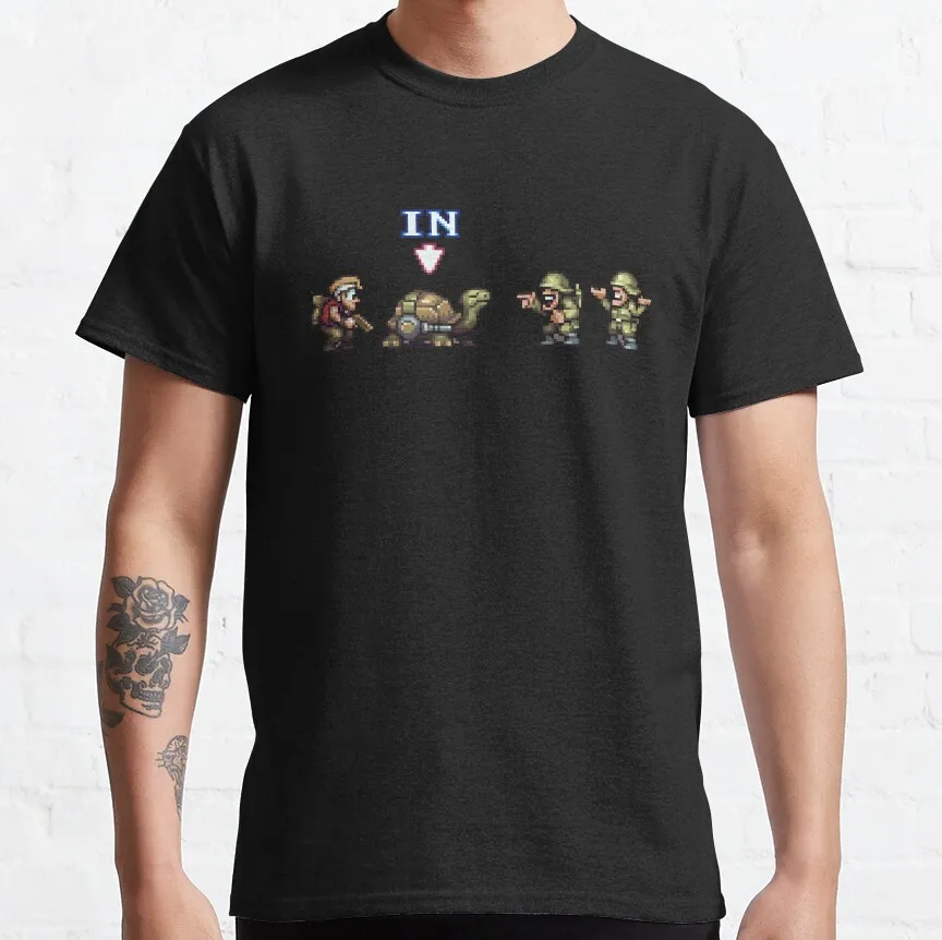 

Run And Gun SNK Neogeo , Marco From Metal Slug Video Game For Men Arcade Game printed T Shirts 100% Cotton Tops for Pixel Fan