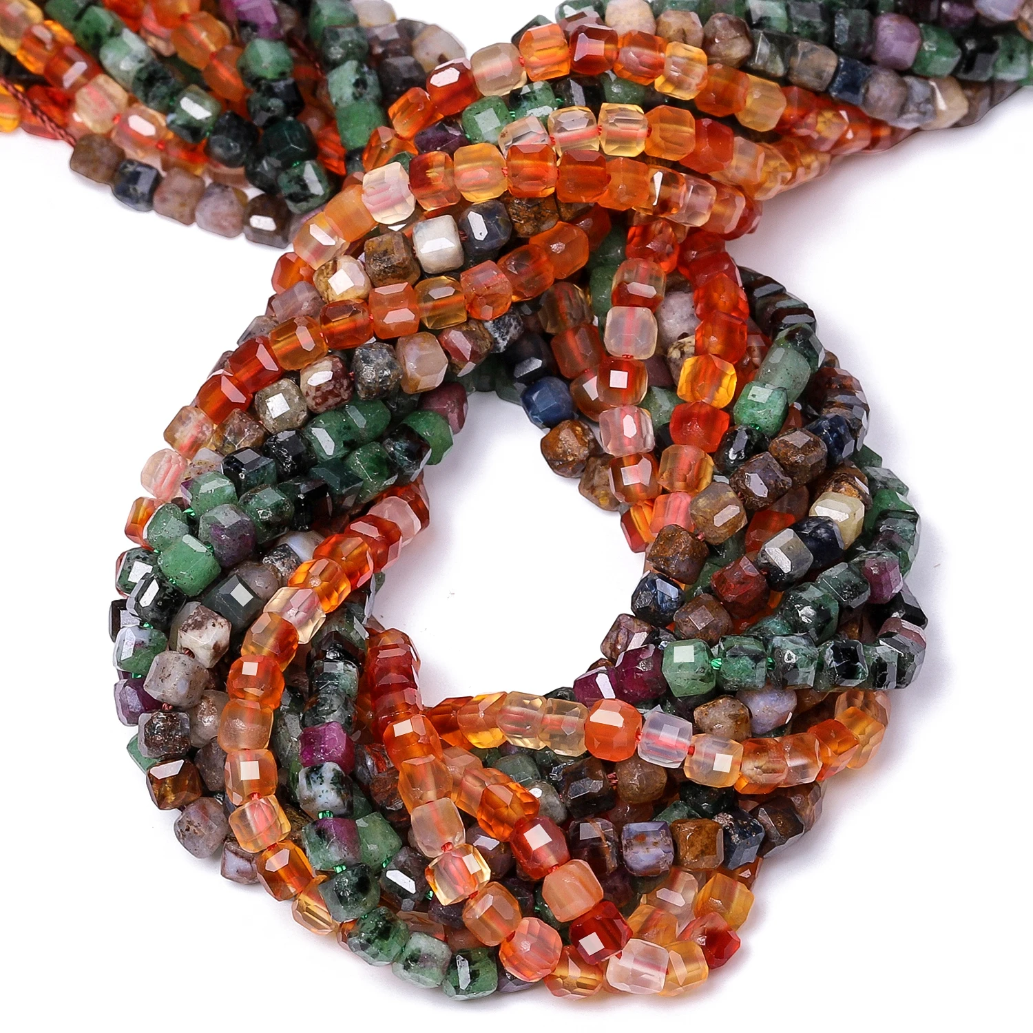 3 مللي متر بيترسيت الطبيعي Epidote روبي العقيق الأحمر ساحة حجر الخرز مشطوف مكعب السلس حبة DIY بها بنفسك مجوهرات الخصر سلسلة سوار #1