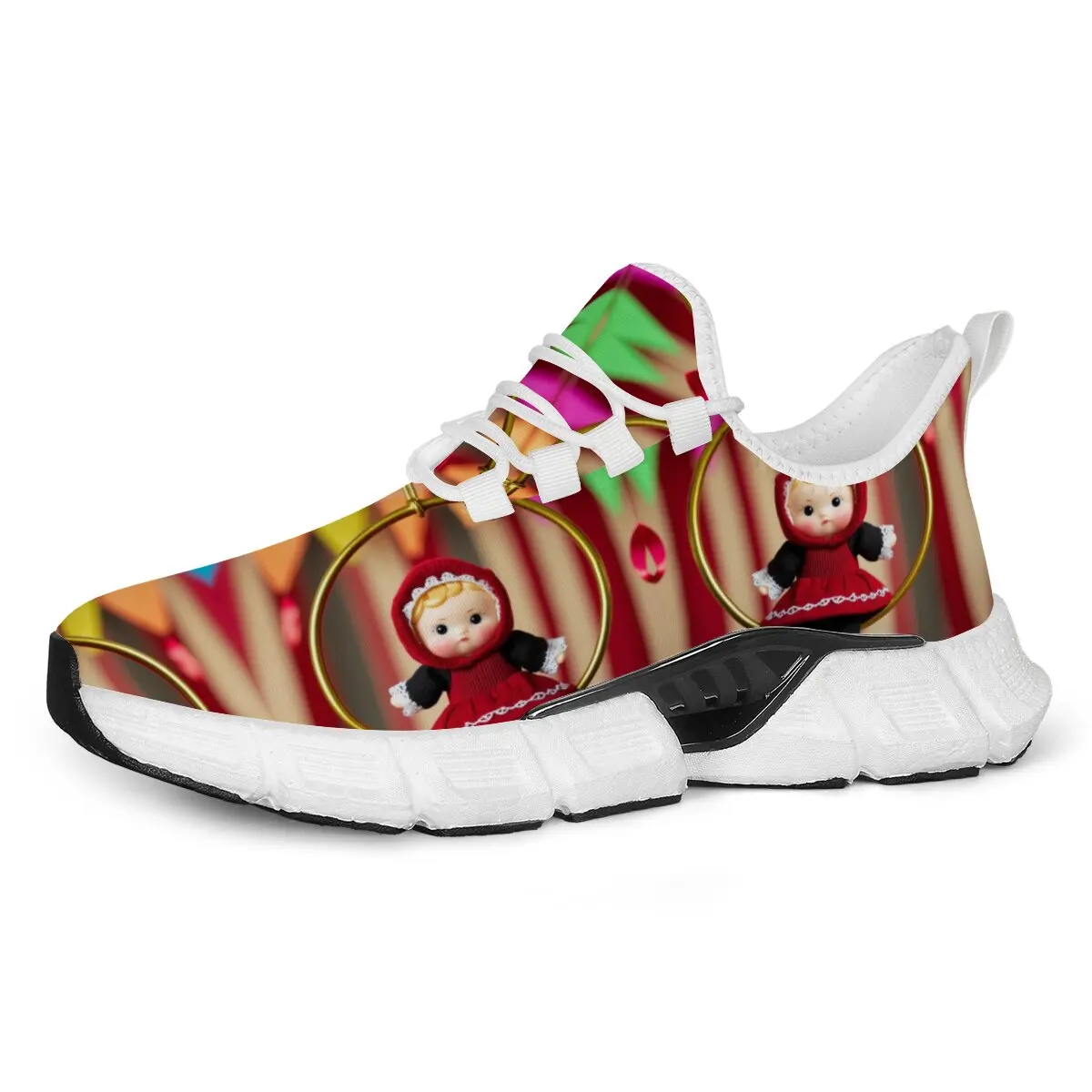 

New High Quality Parent-child Round-head Fly-knit Lace-up Casual Soft-soled Skeleton Rose Outdoor Halloween-themed Sports Shoes