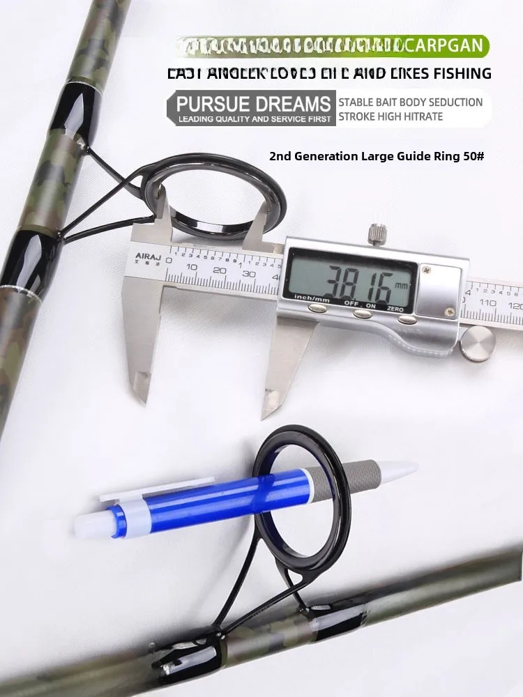 قصبة صيد الكارب من ألياف الكربون خفيفة الوزن للغاية، مكونة من ثلاثة أقسام قابلة للتجميع، للرمي البعيد والصيد من الشاطئ وصيد ا...