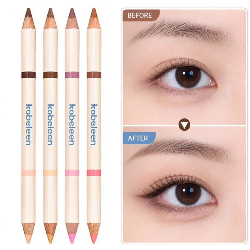 KOBELEEN Dual-Ended Multi-Use Eye Pencil Aegyo Sal Highlighter Contour Brightening Shadow Creamy Blendable Makeup 4 Shades