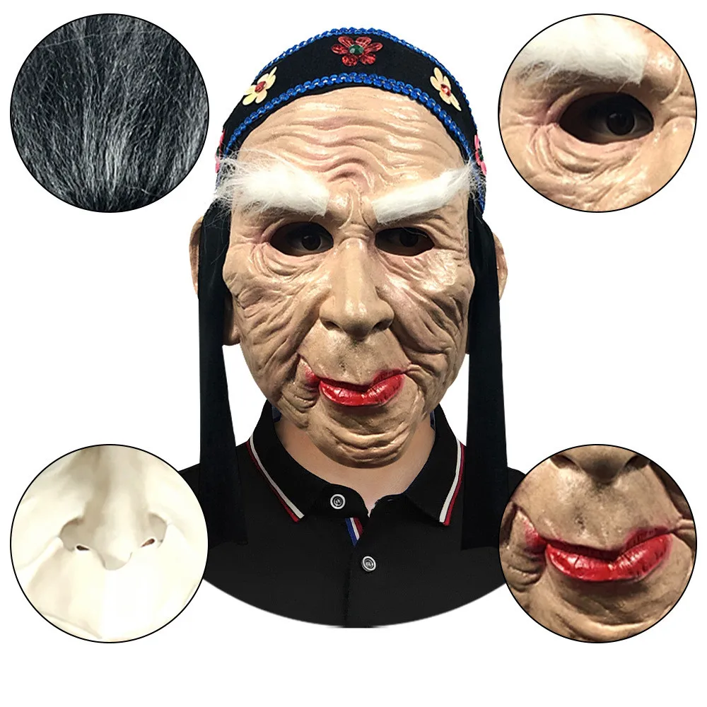 Halloween-Kostüme Gruselige Alte Dame Erwachsenenmaske – Detail 4