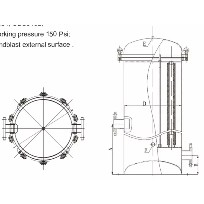 

304 Stainless Steel Household Industrial Pre-treatment Precision Security Filter Bag Clamp Flange Filter Cartridge