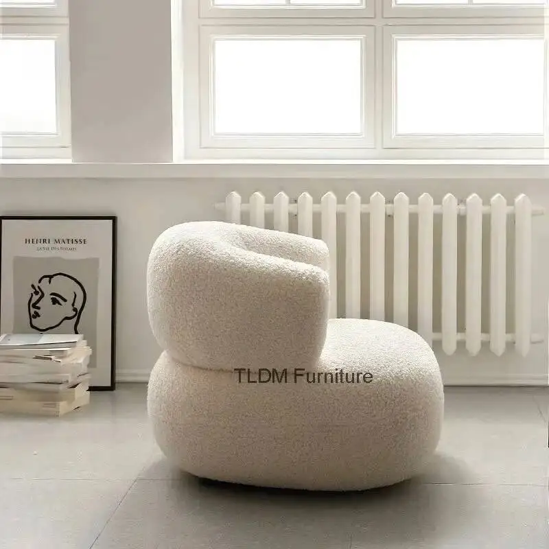 Wohnzimmer-Designer-Stoffsessel mit Rückenlehne, Amerikanische Schlafzimmerstühle aus Lammwolle, Luxuriöse Einzelsofas für Wohnmöbel