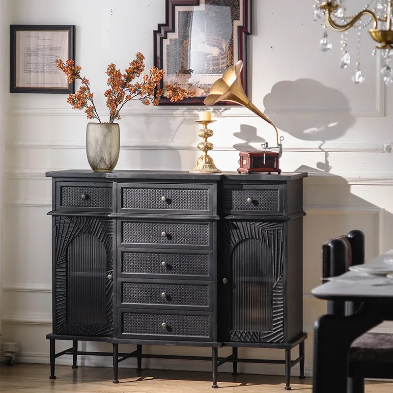 Palace antique corridor thin black aisle cabinet
