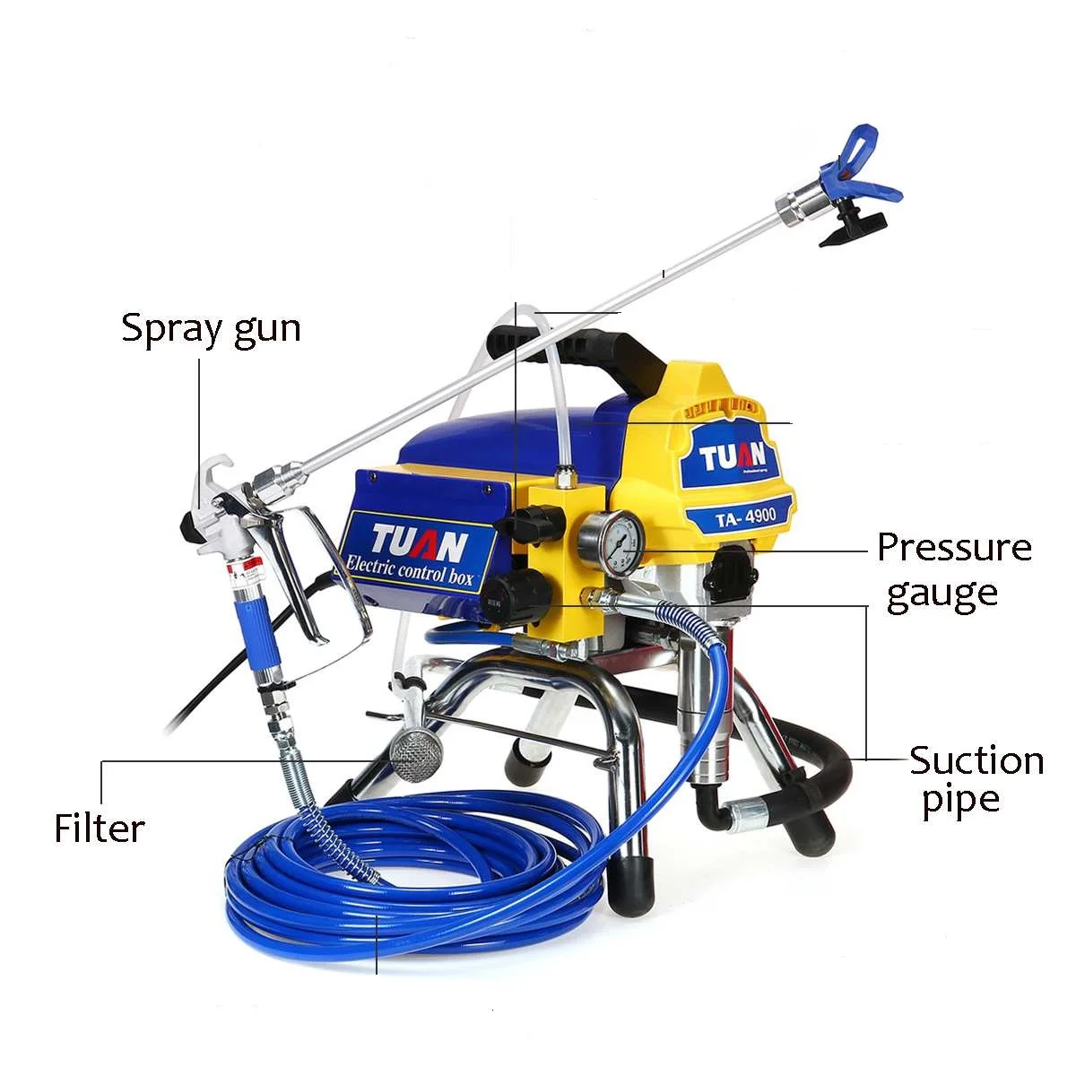 

AP4900 DIY Wall Putty Spray Machine Airless Electric 230V/120V 517 Nozzle 3200PSI 2.5L Cup Paint Spray Kit