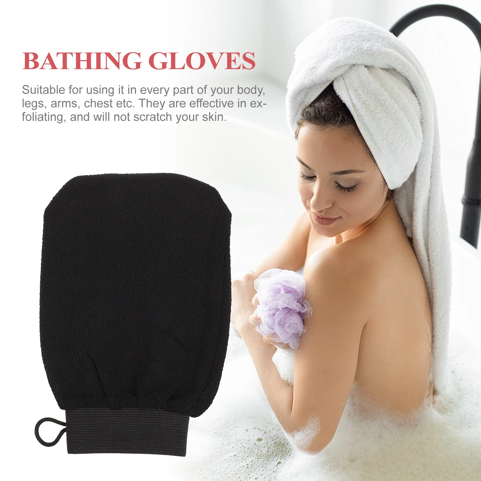 2 قطعة قفازات تدليك الجسم قفازات حمام التقشير مواد عالية الجودة لطيف على للذراعين والساقين والصدر والظهر #2