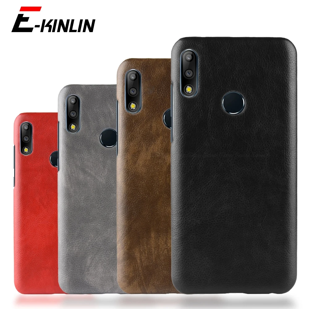 Litchi Leather Hard PC Phone Case For Asus ZenFone Max Pro M1 M2 ZB630KL ZB631KL ZB633KL ZB602KL Ultra Thin PU Cases Back Cover