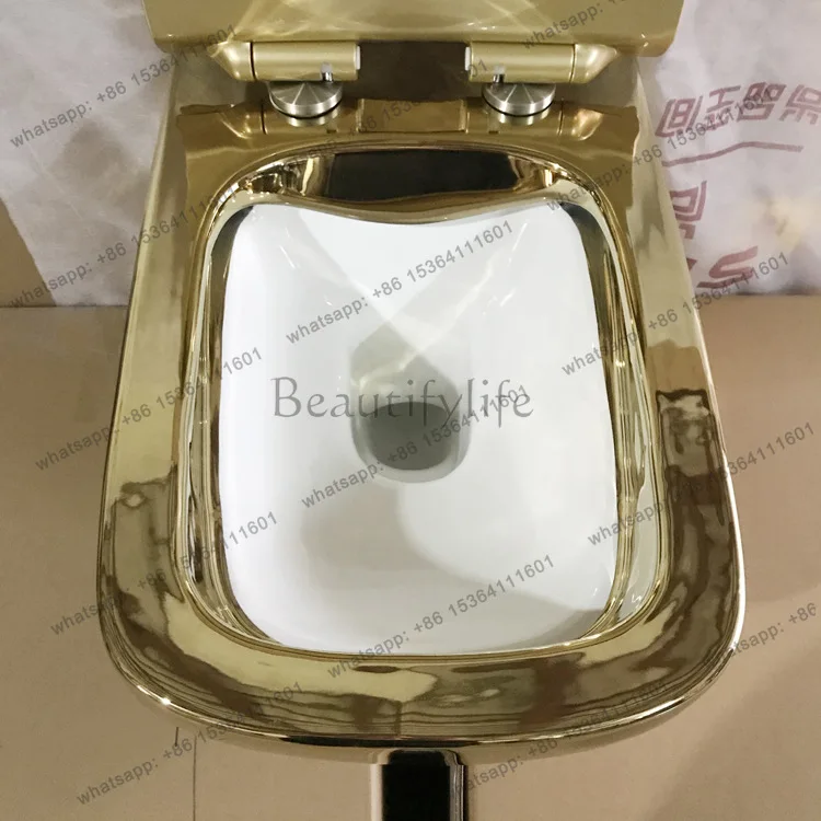 Electroplated gold hanging color wall row toilet, horizontal row personalized toilet
