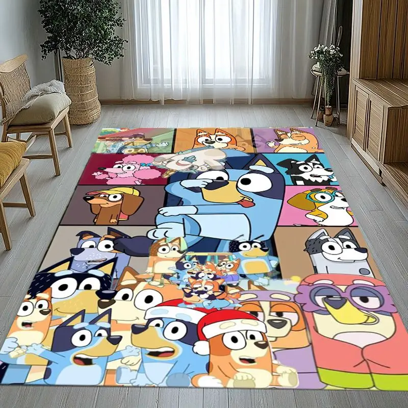 Cute Cartoon Blue Dog Puppy Bingo Area Rug,Soft Non-Slip Carpet Mat for Living Room Bedroom Playroom,Sofa Floor Rug,Home Decor