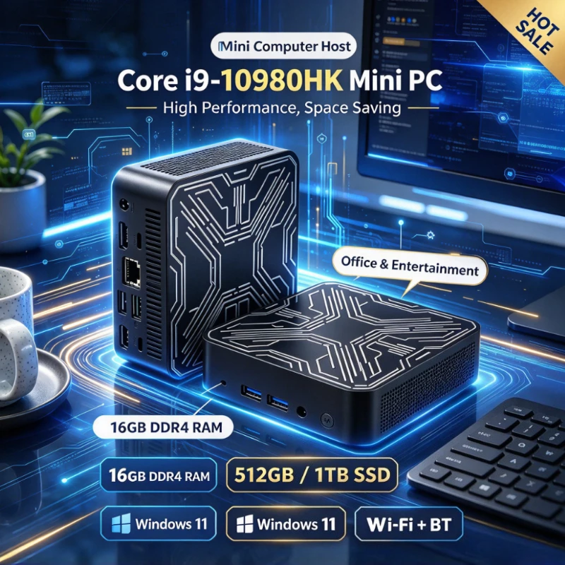 Mini PC Core i9 10980HK  Computer 16GB RAM 1TB 2TB SSD 4K HD Gaming Mini Computer Desktop PC Gamer Portable
