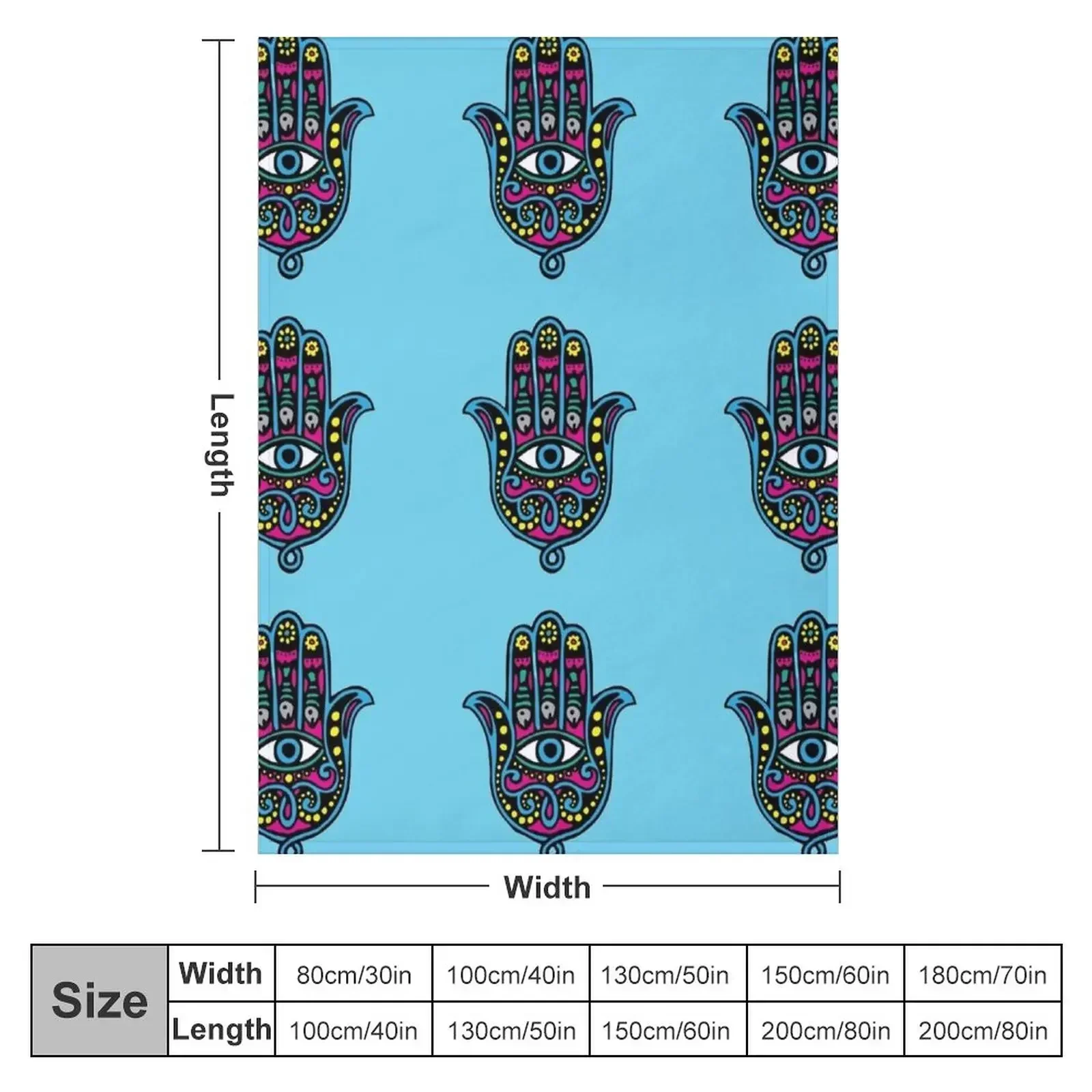 Hand of Hamsa Colorful Throw Blanket Single Flannels Blankets