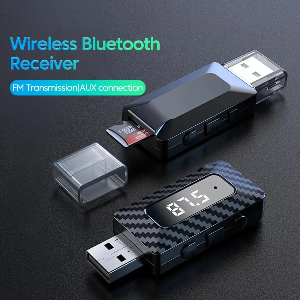 USB Bluetooth 5.3 Receiver Transmitter Hansfree Call 3.5mm AUX Jack USB Dongle Stereo Music Wireless Adapter For PC Car Kit