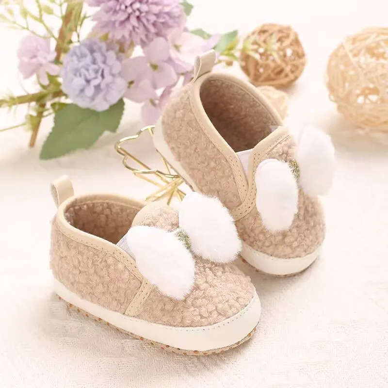 0-1 Year Old Spring and Autumn Butterfly Knot Wool Velvet Baby Shoes Baby Shoes Learning Shoes Baby Shoes
