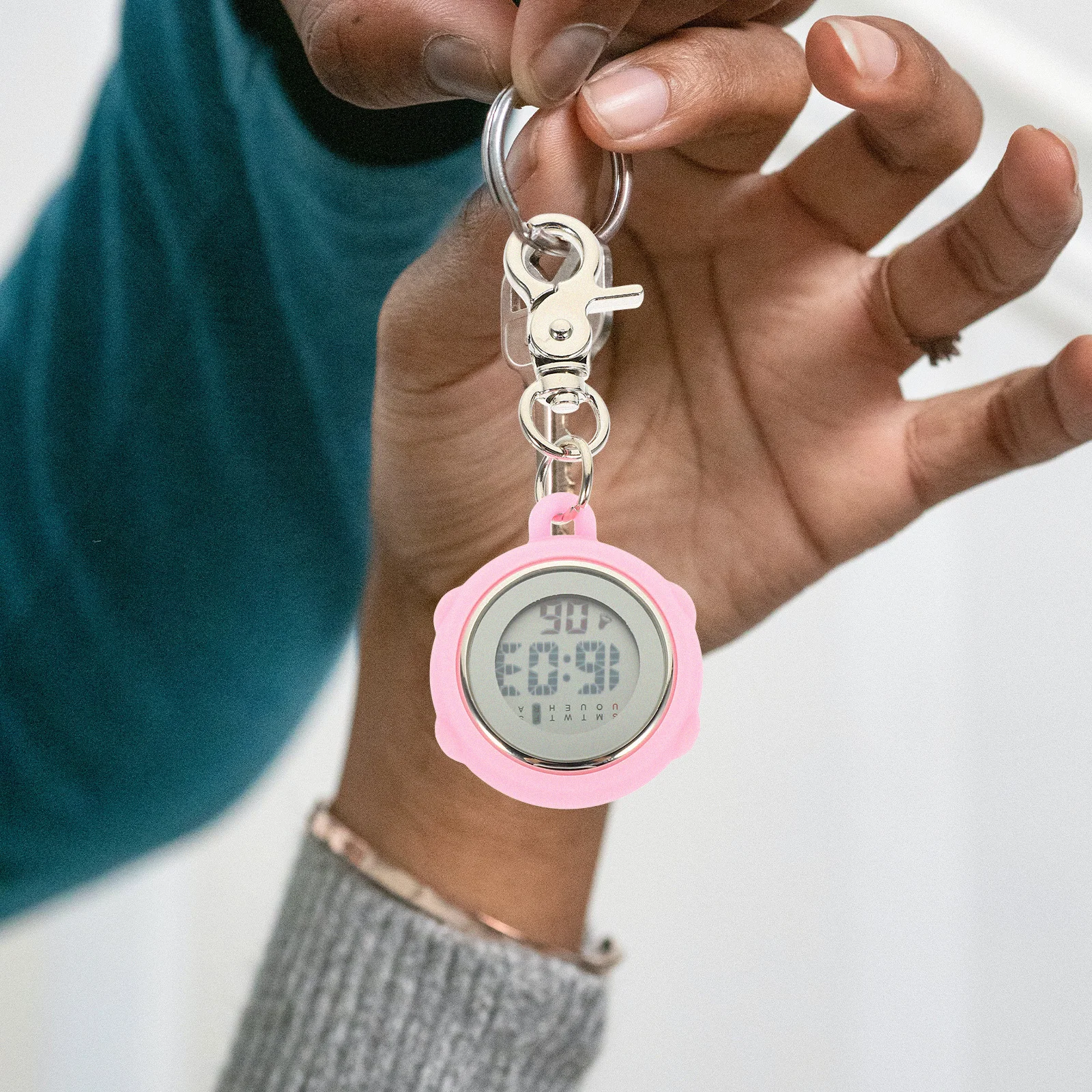 ممرضة ساعة الجيب مفتاح مشبك معلق على حركة دقيقة خفيفة الوزن ساعة صغيرة شاشة ديجيتال آمنة للأطباء #4