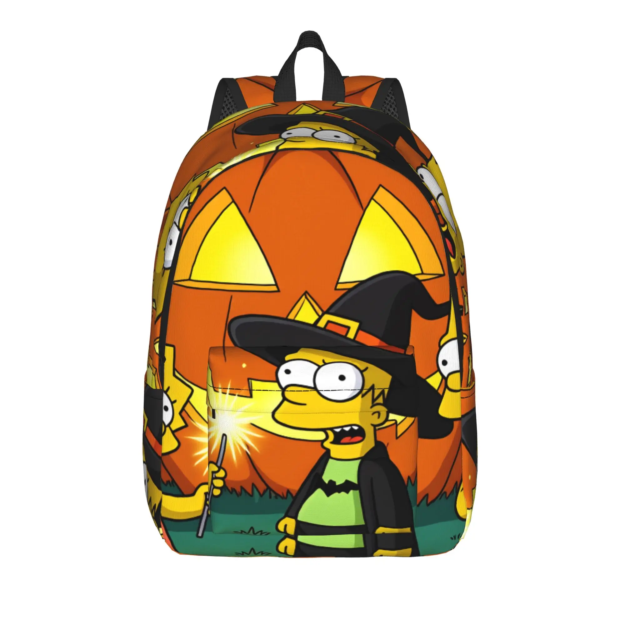 Lisa And Bart S-Simpsons Trick or Treat Halloween Backpack  Travel Backpacks Women Kawaii School Bags Custom Large Rucksack