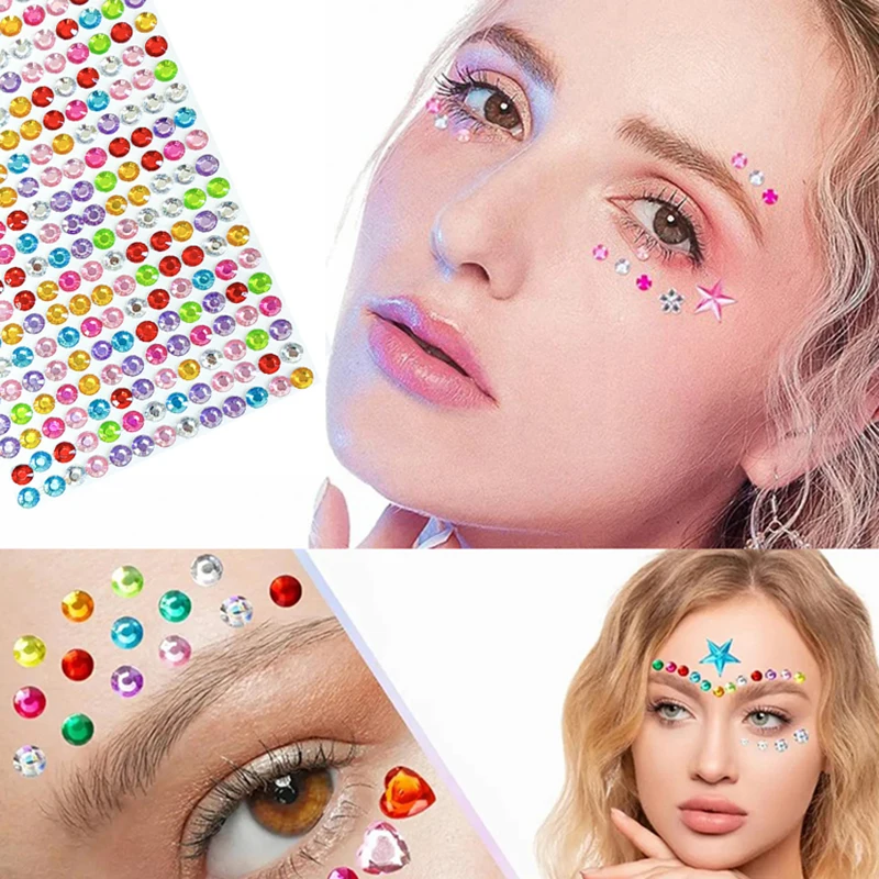 1 piece of 3mm/rainbow round face diamond sticker, sparkling crystal, car phone photo album decoration, body nails/makeup rhines