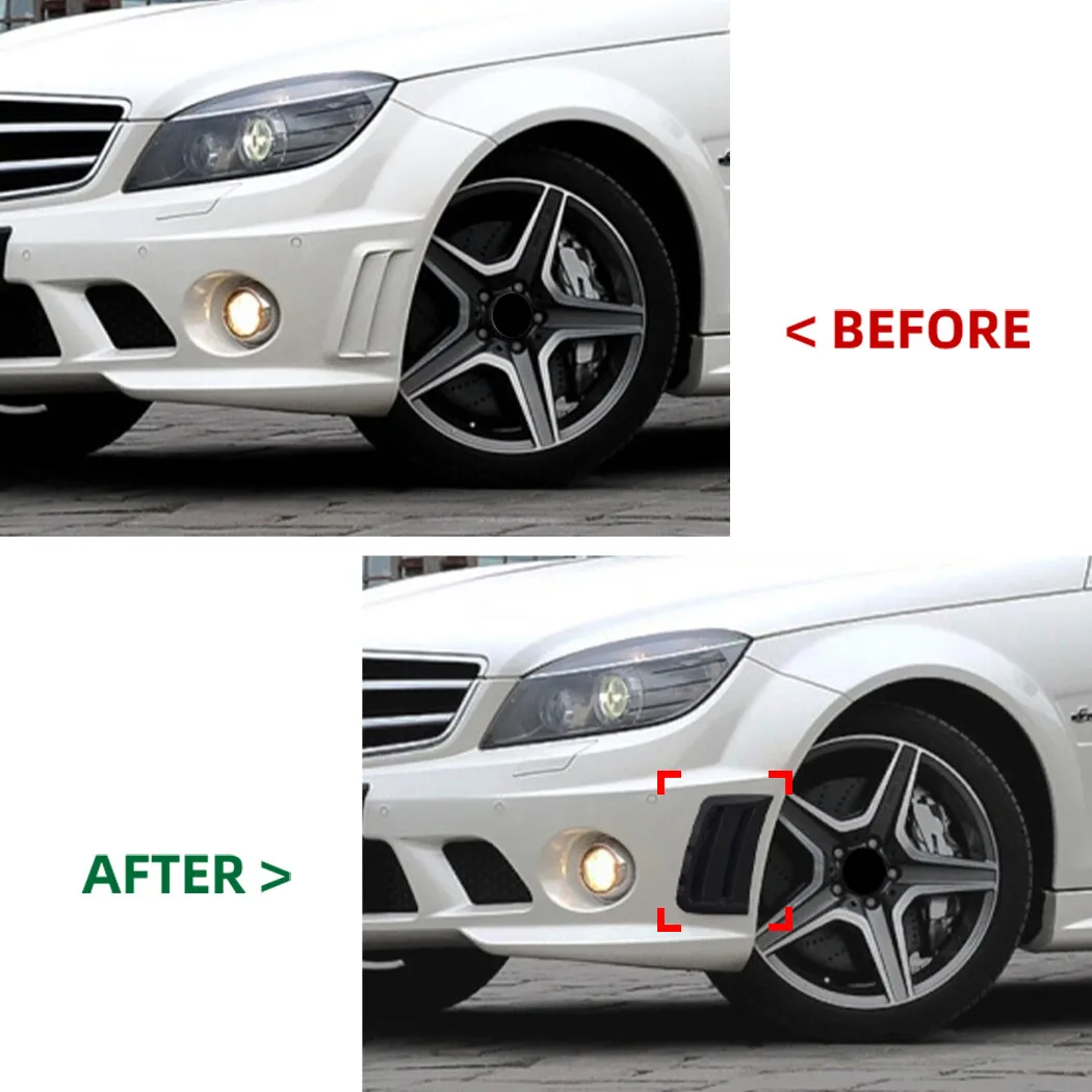 For Benz W204 S204 C63 AMG 2007 2008 2009 2010 Car Front Bumper Splitter Side Air Vent Outlet Covers ABS Accessories