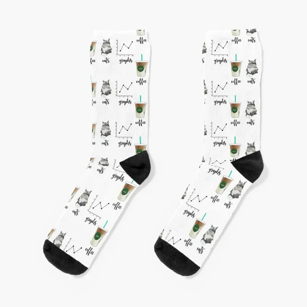 

Coffee Cats and Graphs Socks cool cute new in's winter gifts Girl'S Socks Men's