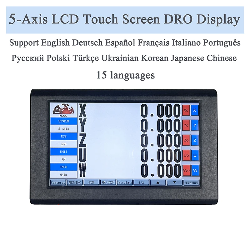 15 لغة 5 محاور LCD مجموعة درو شاشة تعمل باللمس قراءات رقمية GCS910 والمسطرة البصرية مقياس خطي التشفير للمخرطة