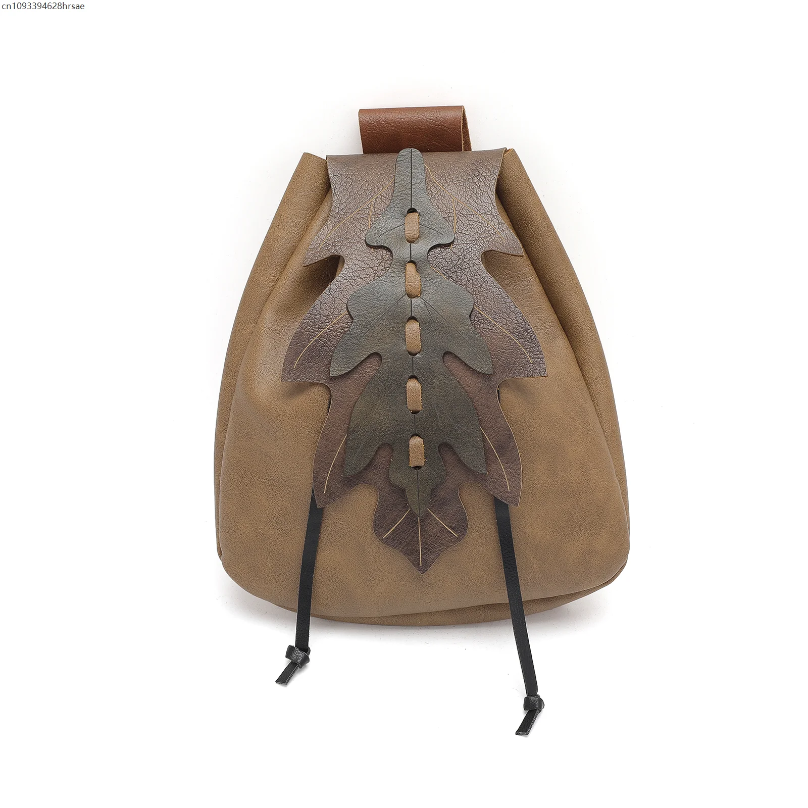 

OA1 Medieval Viking PU Leather Leaf Pattern Belt Bag Medieval Coin Purse Vintage Renaissance Pouch Bag Hiking Cosplay Costume