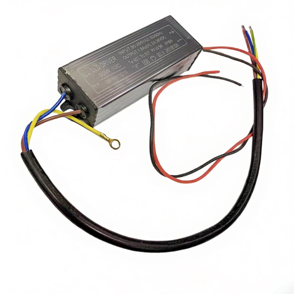 60W LED Driver 1000mA Constant Current Waterproof IP65 Power Supply 85-265V AC to 36-63V DC for Outdoor Flood Light Street Lamp