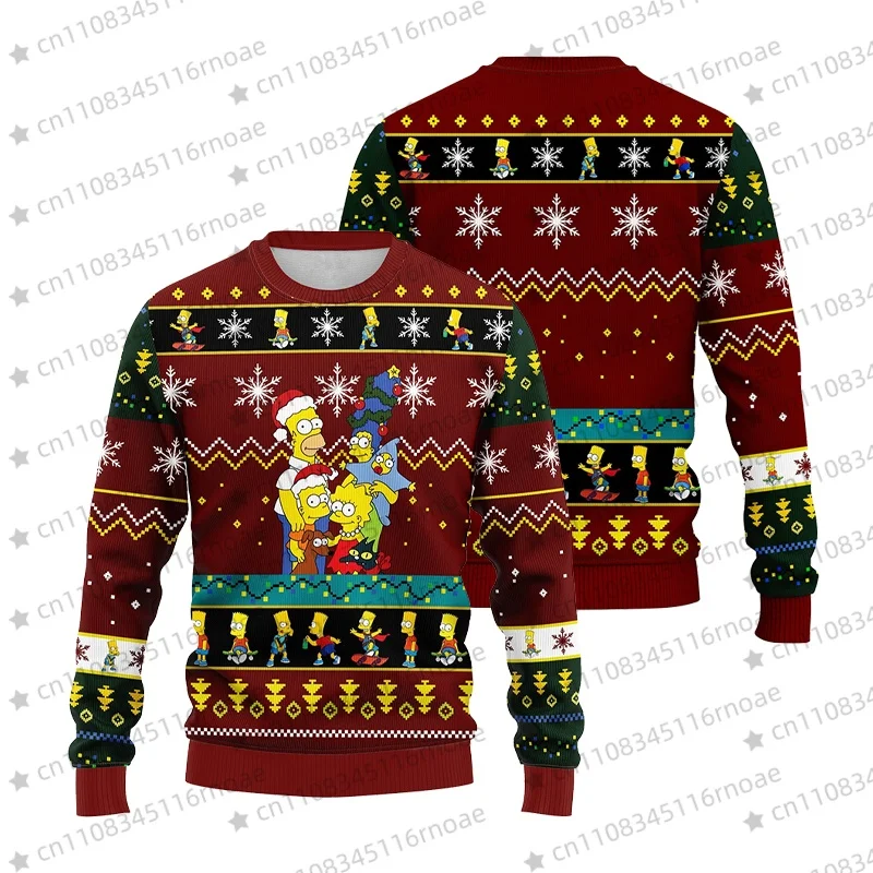 2026 عائلة سمبسنز ملابس رياضية مطبوعة الشتاء عيد الميلاد القبيح البلوز Harajuku عطلة الأطفال/المرأة بلوزة كاجوال Y2k #1