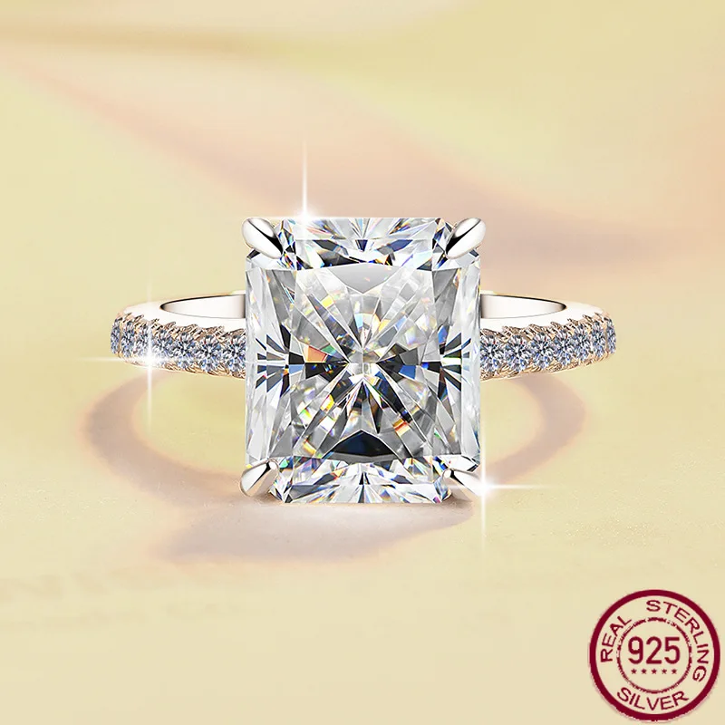 

Новое модное роскошное кольцо с бриллиантом 5 карат Redion Moissanite S925, серебряное кольцо с муассанитом, свадебные украшения