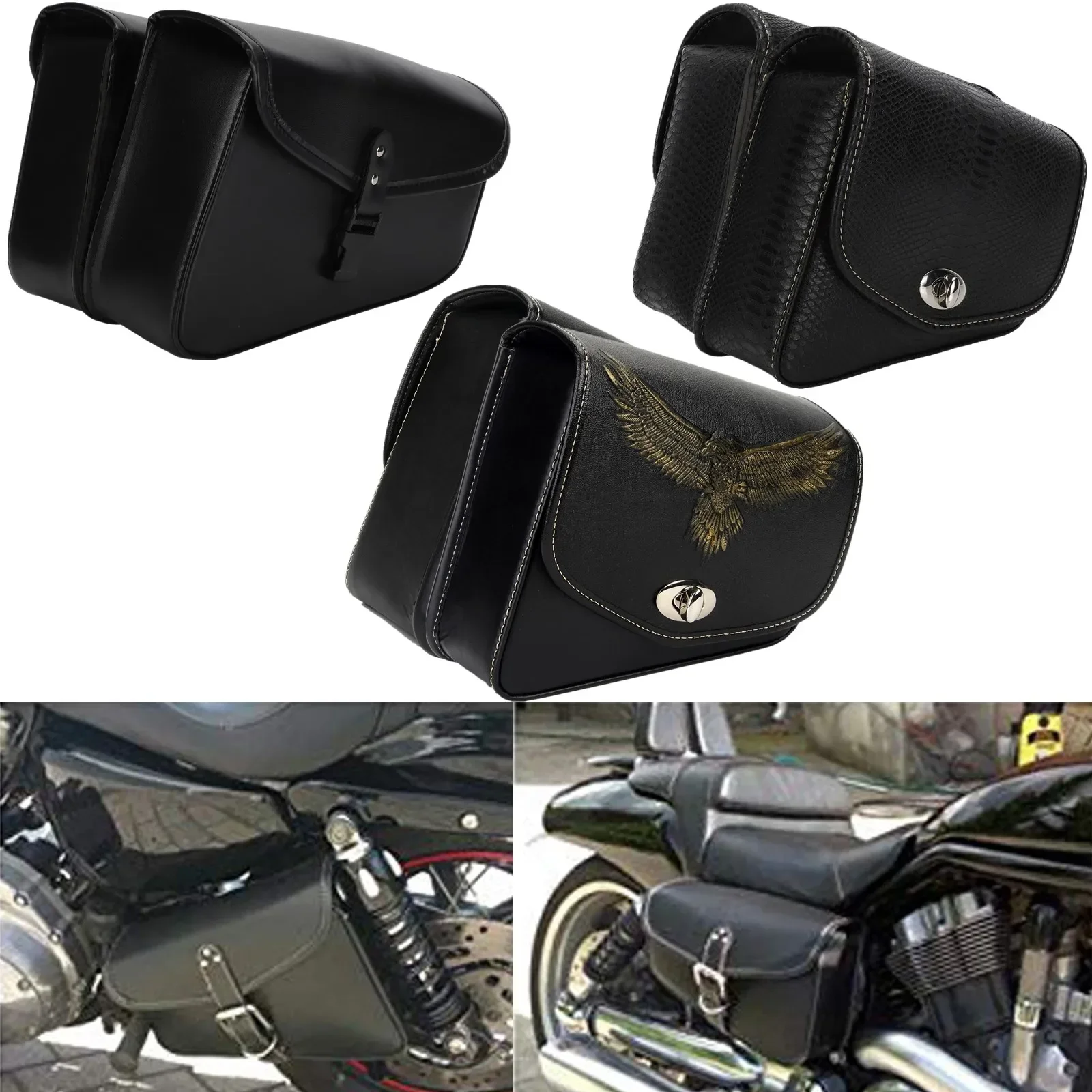 Motorcycle Bicycle Universal Waterproof PU Left Right Saddlebag Rear Side Travel Luggage Bag Tool Phone Wallet Bag For Honda