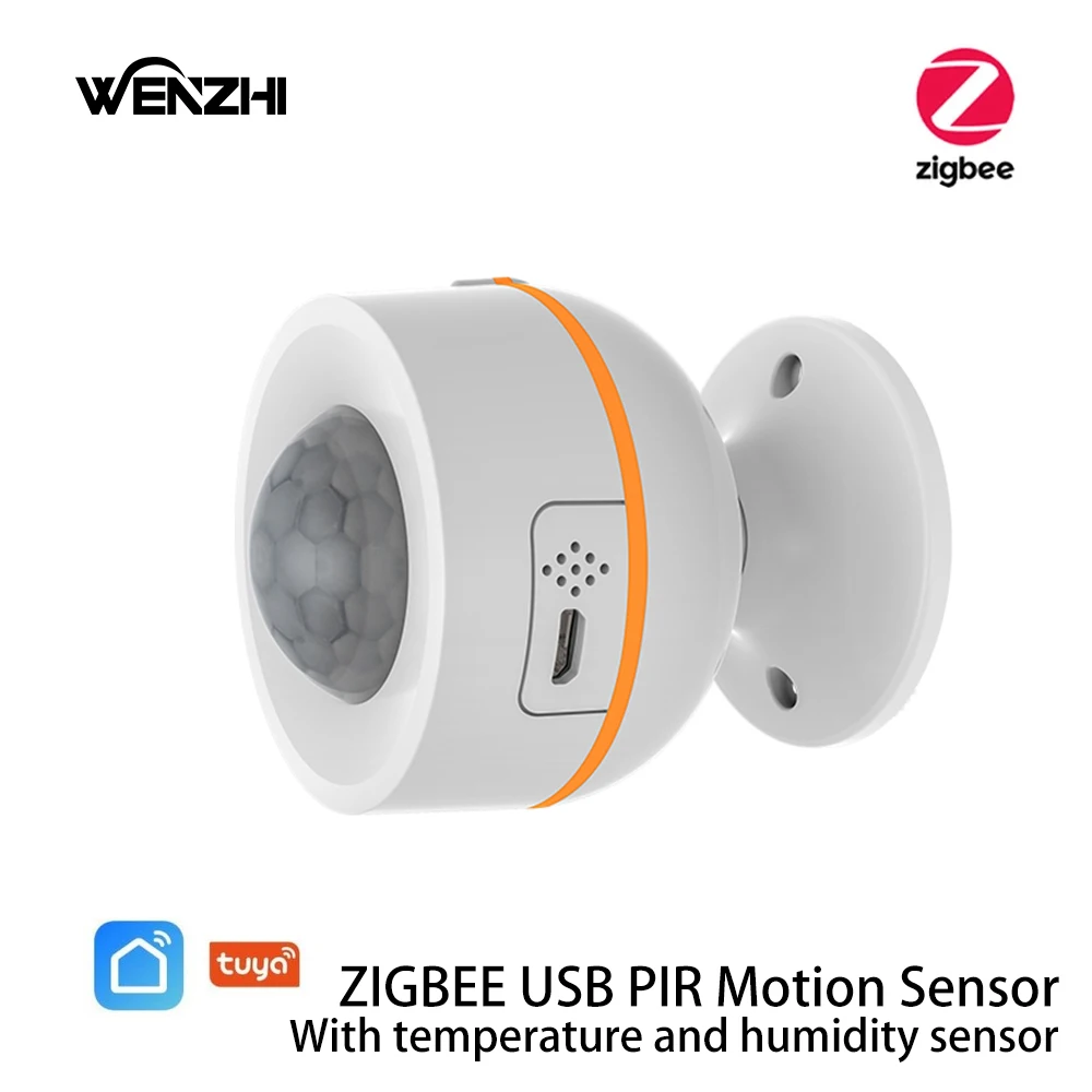 

ZigBee PIR Motion Sensor USB With Temperature And Humidity Tuya Smart Life App Temperaturesensor Human Body Infrared IR Detector