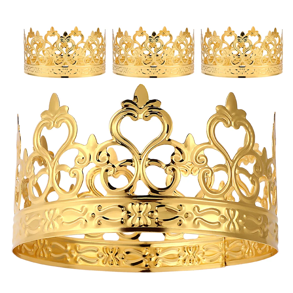 4 Pcs Cake Decoration Mini Tiaras Crown Wedding Topper Toppers for Iron Sheet King