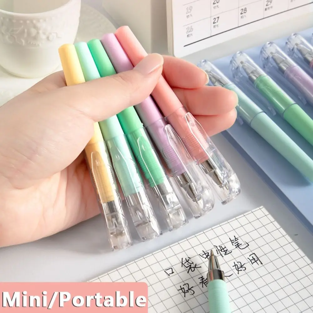 

Smooth Writing Mini Pocket Pen Refillable 0.5mm Tip Ballpoint Pen Black Ink Morandi Color Writing Pen Gift