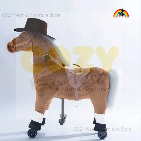 Medium 91CM Zhuge Horse Plush Toy Can Ride A Toy Horse Without Charging, A Horse Toy For Children To Ride