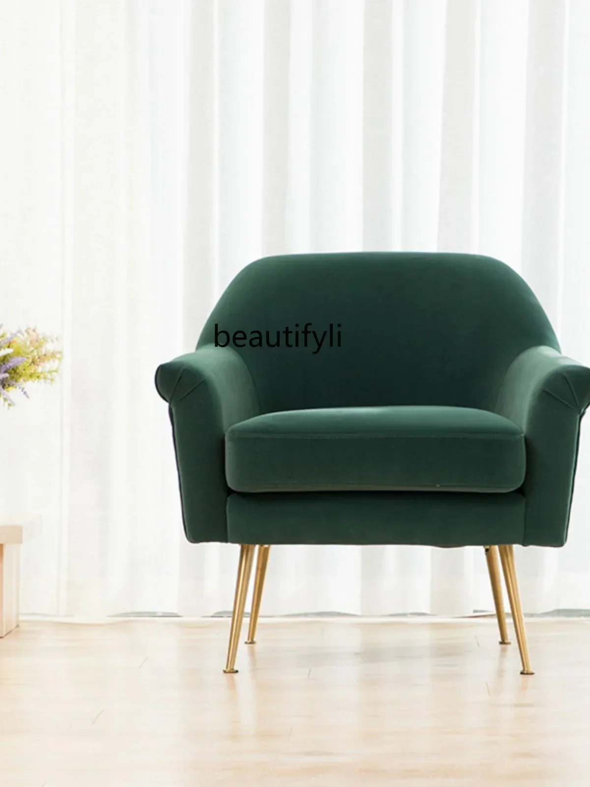 

LXFashion Light Luxury Room Fabric Nordic Single Sofa Bedroom Lazy Sofa ChairSSS