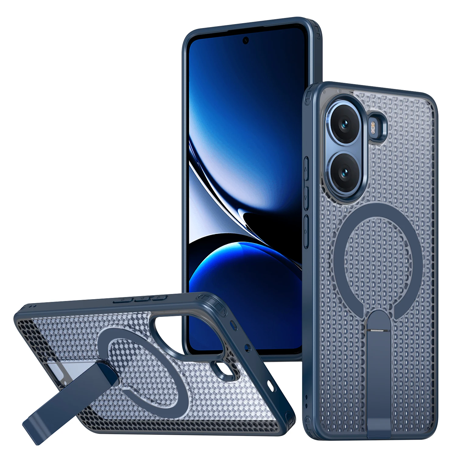 TPU+PC N52 Magnetic Armor Phone Case for Xiaomi Poco X8 Pro Max F7 F8 M8 Pro Honeycomb Cooling Metal Bracket Anti-drop Cover view 2