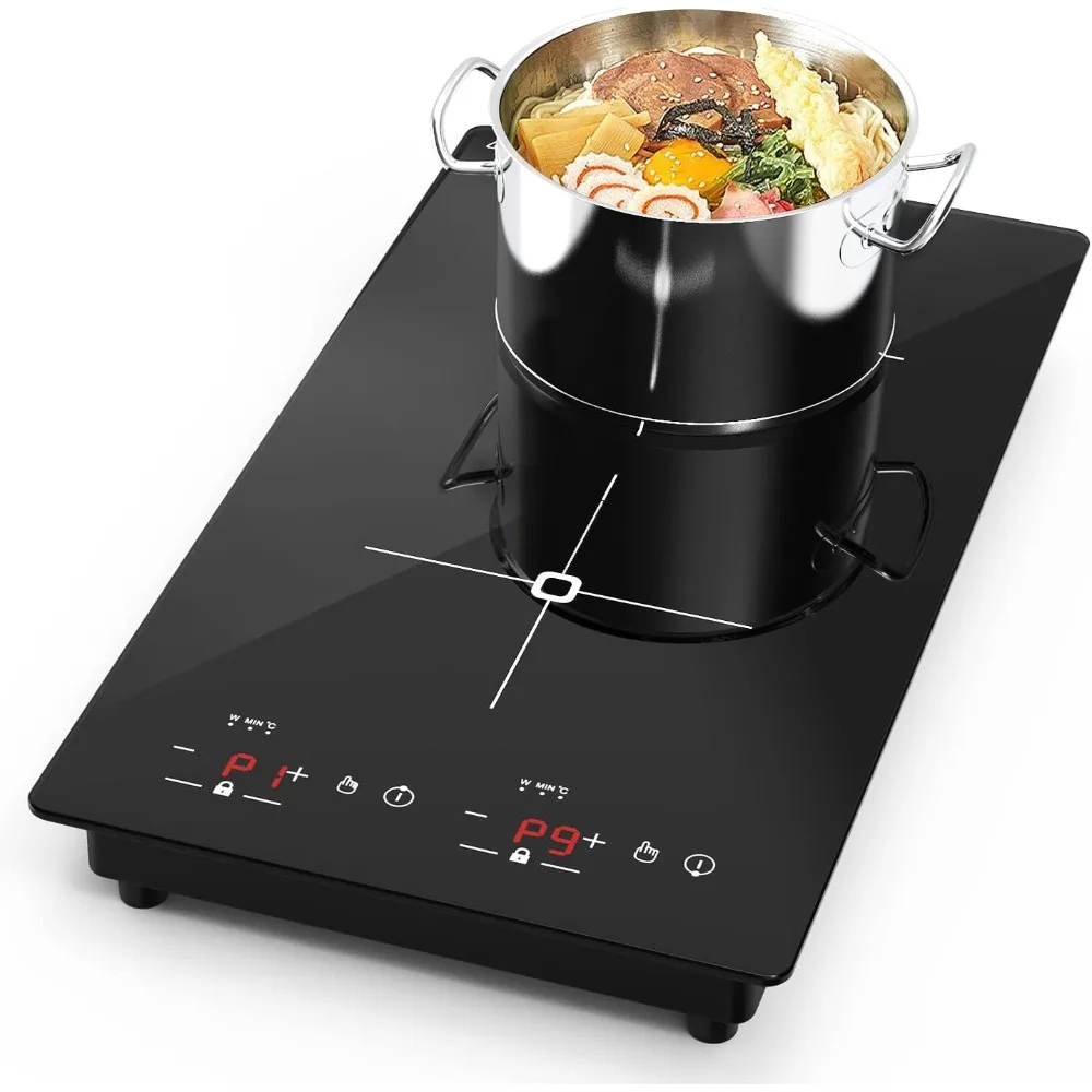 Electric Double Induction Cooker, 2300W LED Touch Screen, 9 Levels Setting, Child Safety Lock, Portable Induction Cooktop