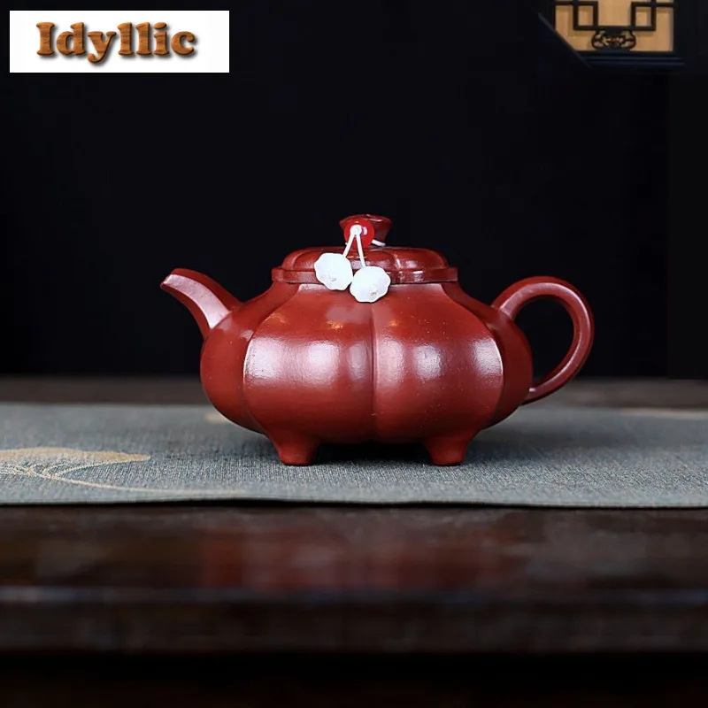 

150ml Traditional Yixing Purple Clay Teapots Handmade Rib Pot Raw Ore Dahongpao Mud Kettle With Infuser Zisha Tea Set Supplies