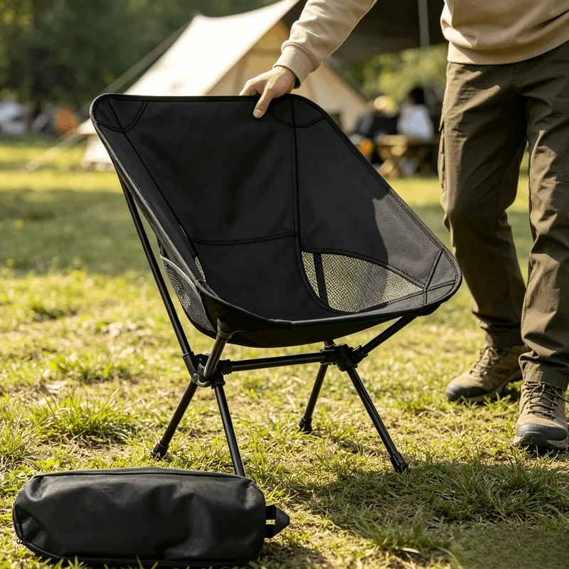 Lightweight Folding Camping Chair With Storage Bag Portable Outdoor Seat for Fishing Beach Picnic Hiking Travel