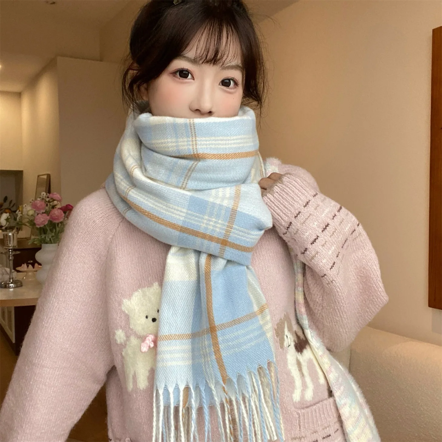 Autumn Winter New European And American Style Shawl Imitation Cashmere Solid Color Women's Warm Thick Extra Long Scarf