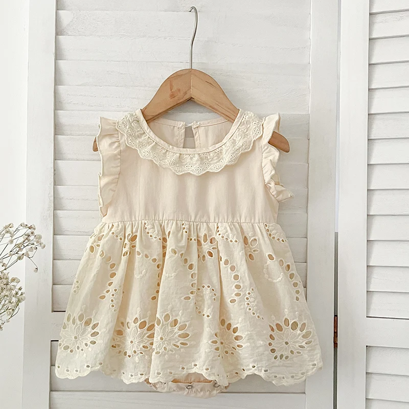 Sisters Infant Girls Toddler Outfit Summer Baby Clothes Embroidery Little Girls Bodysuits Infant One Piece Big Sisters Dresses