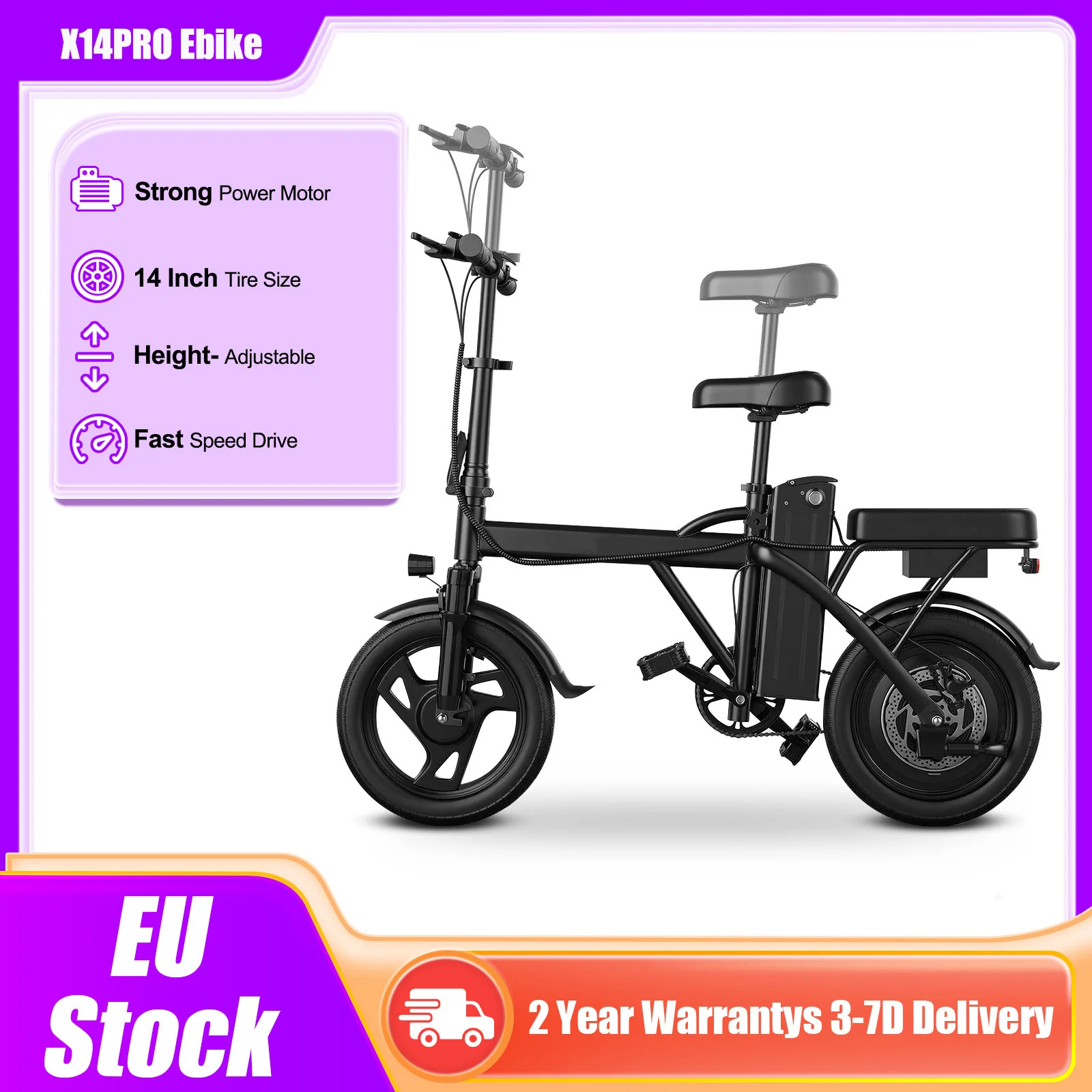 AOVOPRO X14 PRO Elektrofahrrad mit Super-Kletterleistung, leistungsstarkem Motor, 2026 Advance E-Bike für Erwachsene mit 14-Zoll-Reifen und kostenlosem Sitz