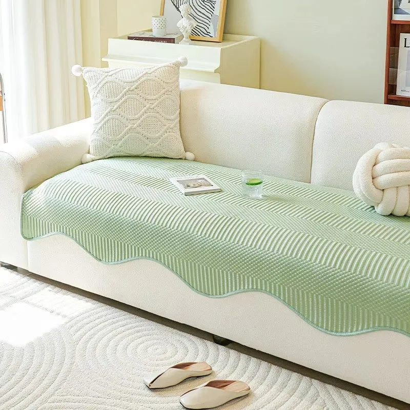 Ice Silky Summer Sofa Cushion Cover, Cooling Breathable Non-Slip Couch Pad Living Room Home Decor 1pc
