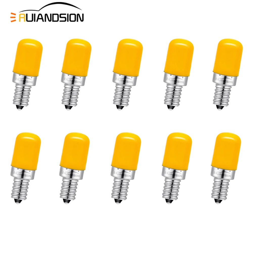 

Миниатюрные светодиодсветодиодный лампы Ruiandsion 10x, 2 Вт, E12, AC6V, 2835, 6SMD, лампа для холодильника, винтовая лампа для холодильника, морозильной камеры, белый, красный, желтый