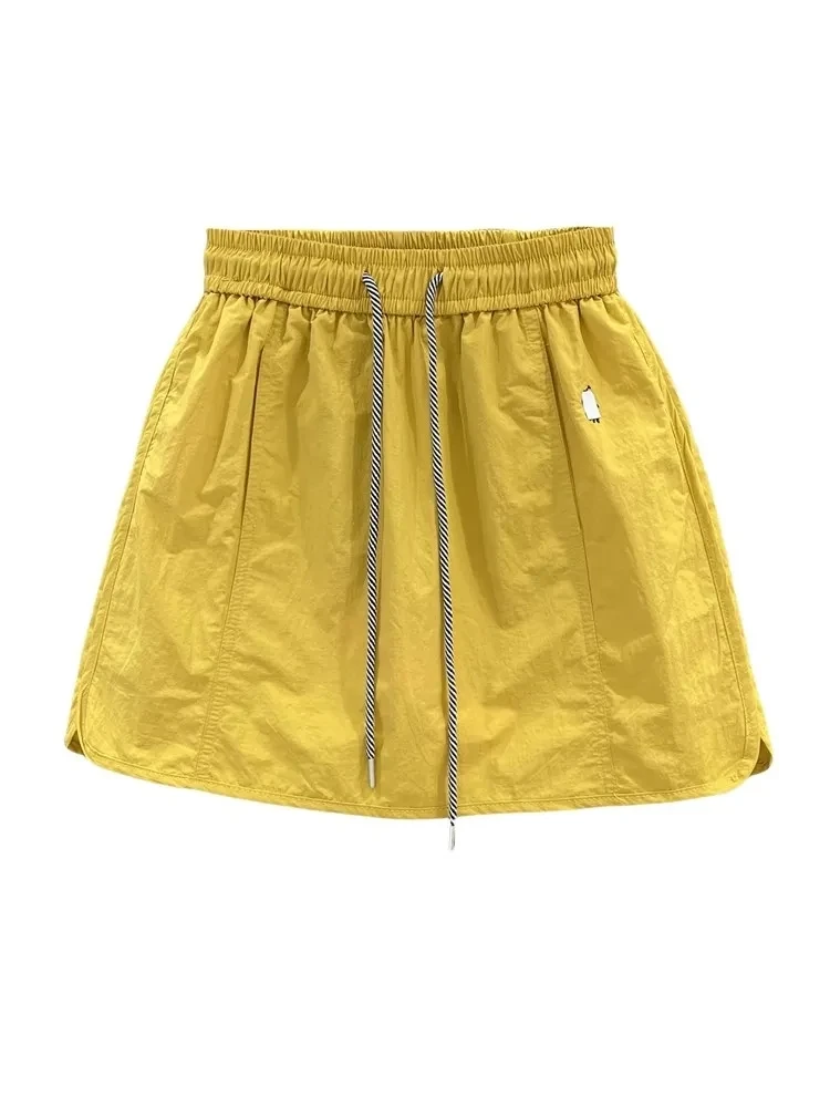 White Workwear  Skirt Women's Summer Thin Elastic High Waist Slim A-Line Casual Sports Short Skirt Anti-Aging image 5