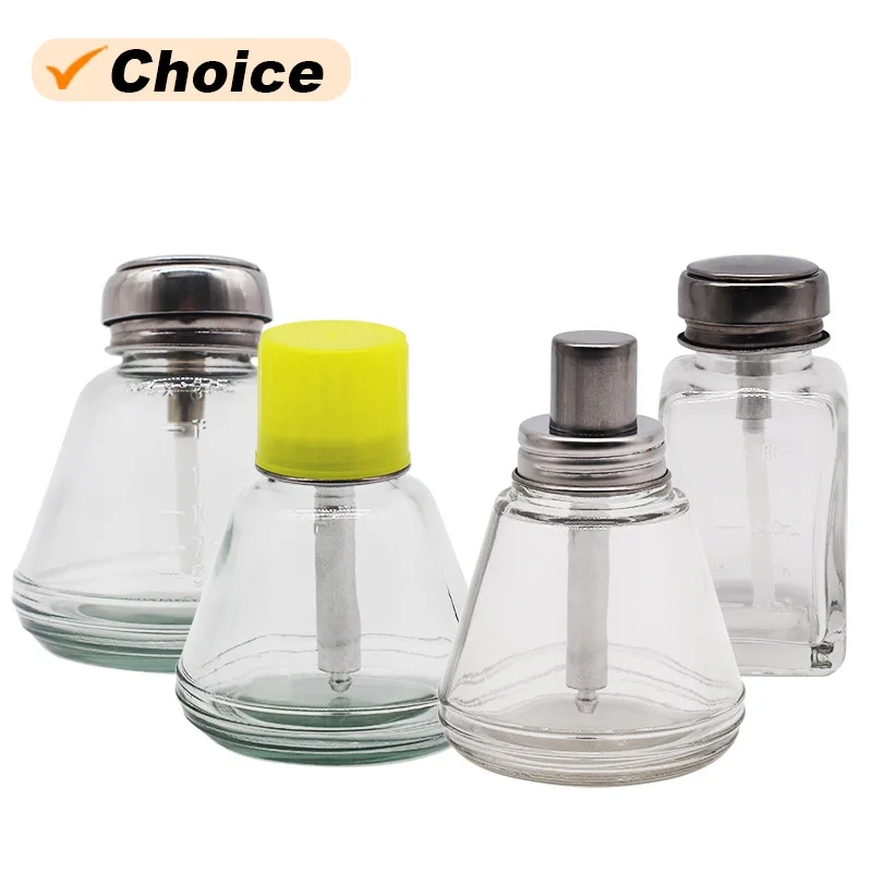 B&R 180ML Liquid Alcohol Bottle Glass Liquid Dispenser Press Type Anti-corrosion Anti-offset High Capacity Glass Container